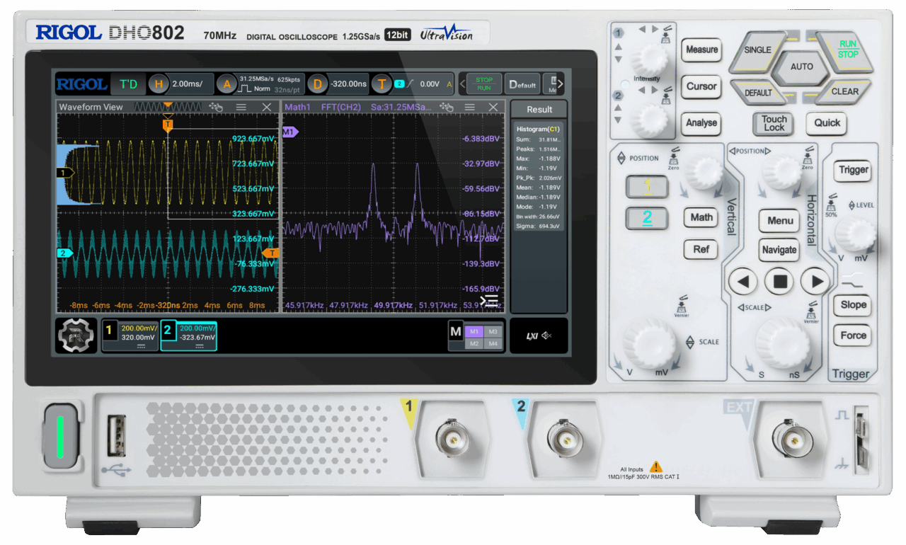 rigol dho802 front panel